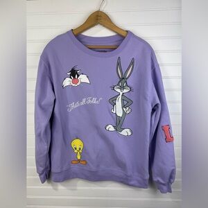 Warner Bros. Lavender purple Looney Tunes Graphic Crewneck Sweatshirt. Juniors L